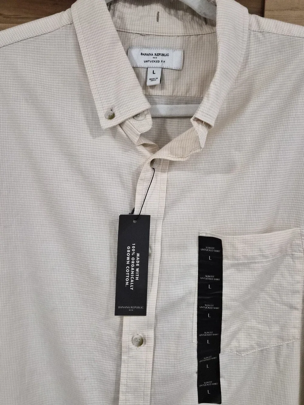 Banana Republic Cream Long-Sleeve Button-Down Shirt - Size L - New With Tags